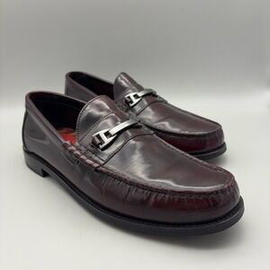 Base London Loafers Mens 44 Burgundy Metal Bit Detail Classic Formal Business
